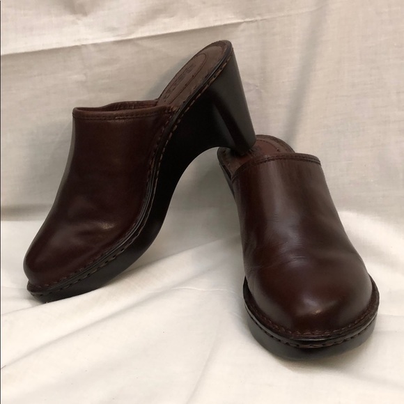 Born brown leather heeled clog - Picture 1 of 6